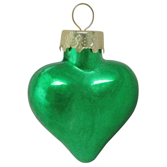 Whitehurst 56ct. 2&#x22; Shiny Green Glass Heart Ornaments